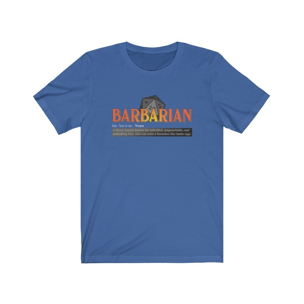 Barbarian Class Definition - Funny Dungeons & Dragons T-Shirt (Unisex) [True Royal] NAB It Designs