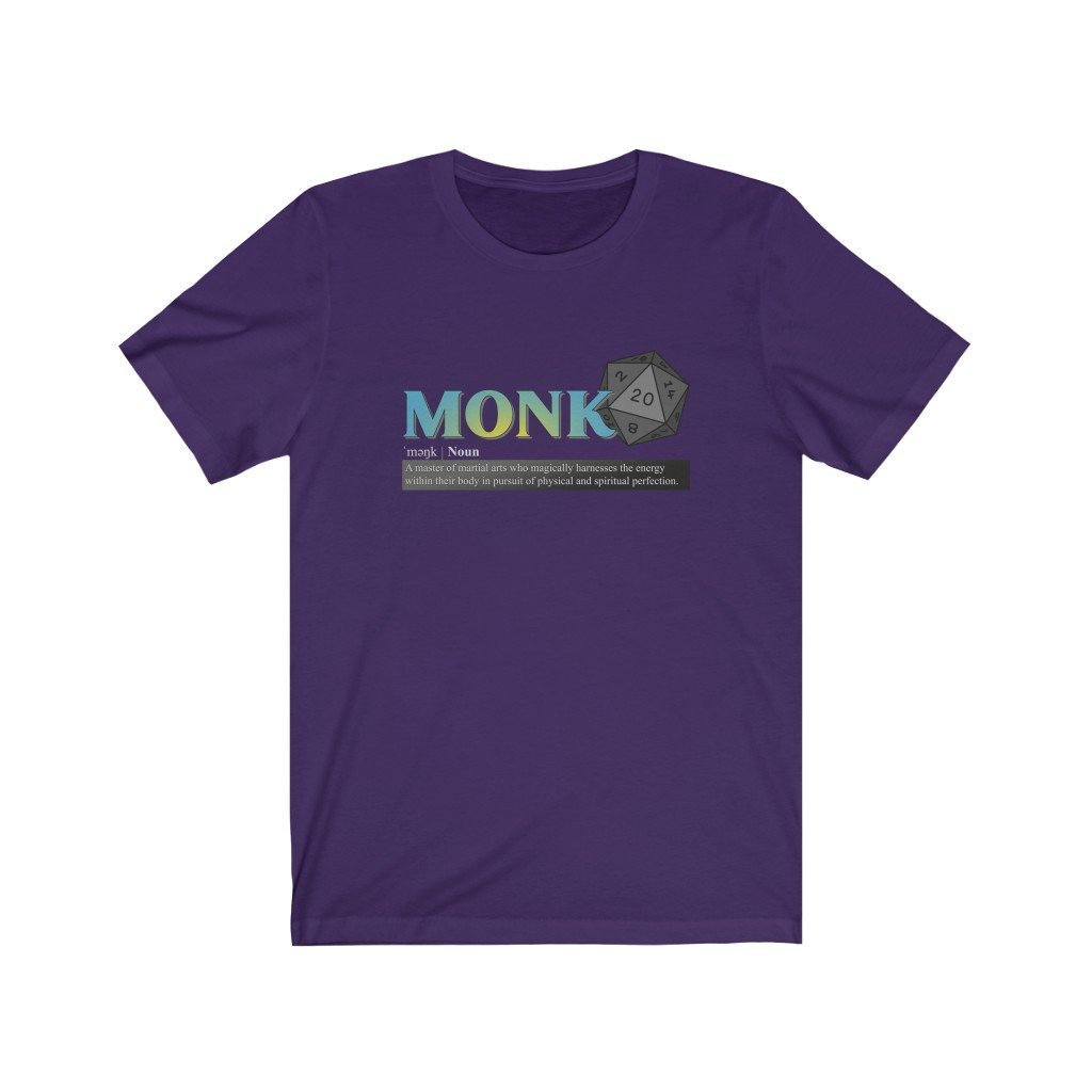 Monk Class Definition - Funny Dungeons & Dragons T-Shirt (Unisex) [Team Purple] NAB It Designs