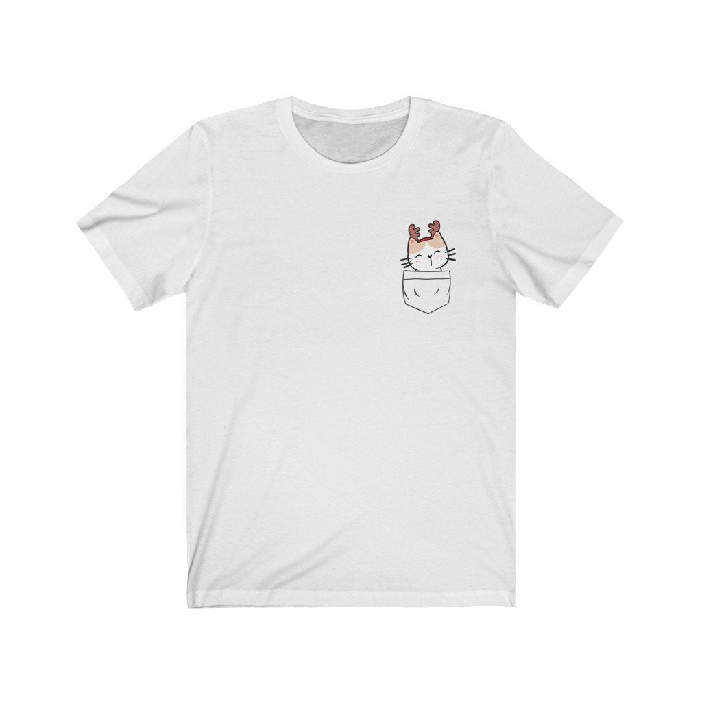 Pocket Christmas Kitten - Ruby Reindeer - T-Shirt (Unisex) [White] NAB It Designs