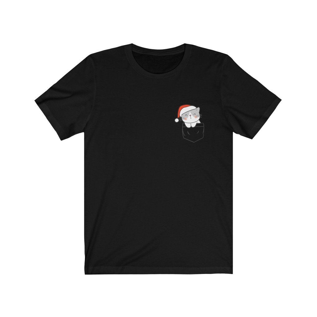 Pocket Christmas Kitten - Sleepy Sam - T-Shirt (Unisex) [Black] NAB It Designs