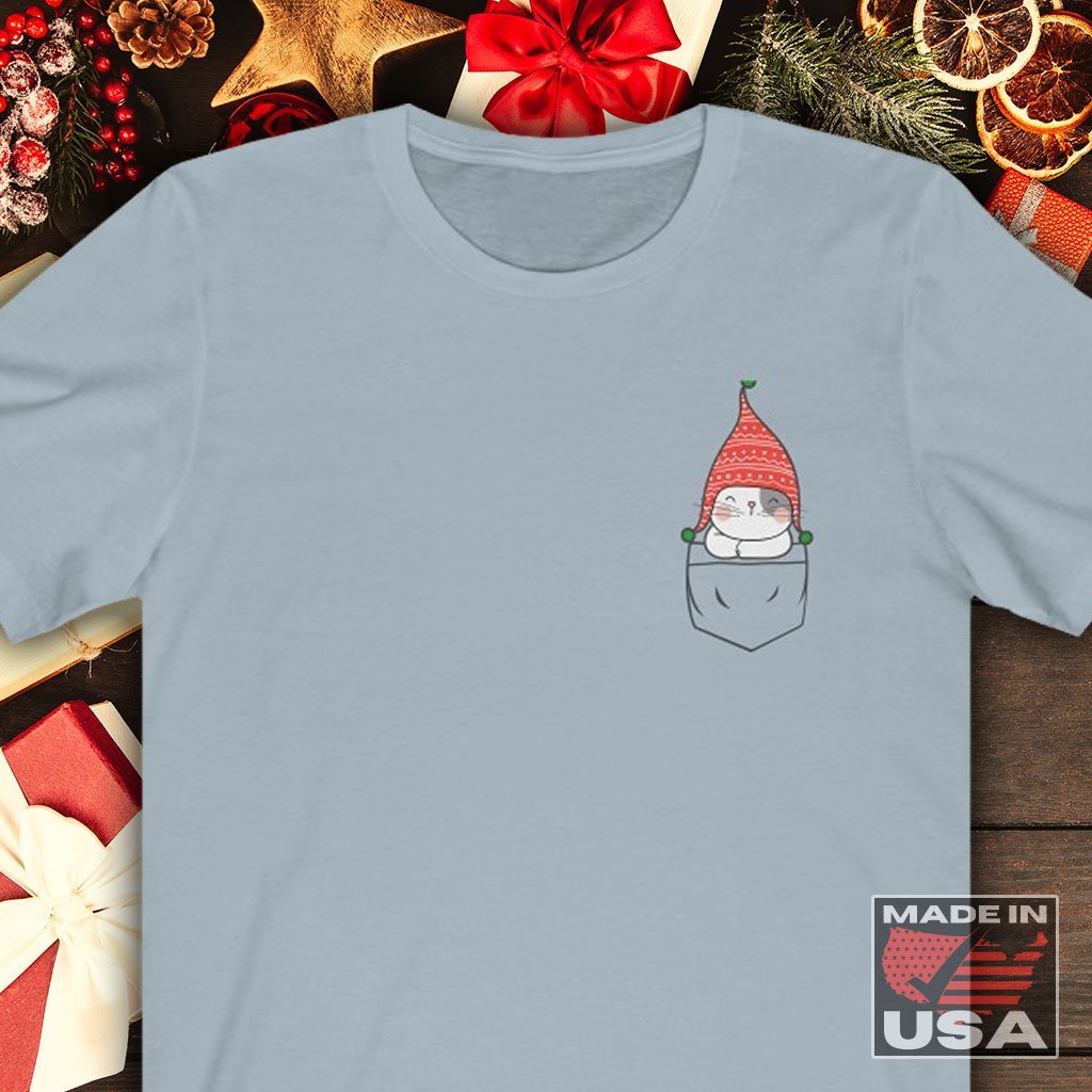 Pocket Christmas Kitten - Tiny Tim - T-Shirt (Unisex) [Ash] NAB It Designs