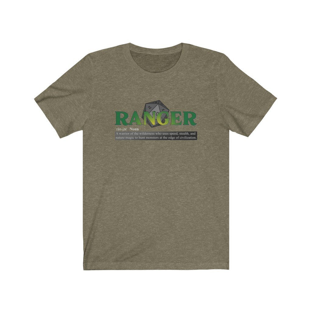 Ranger Class Definition - Funny Dungeons & Dragons T-Shirt (Unisex) [Heather Olive] NAB It Designs