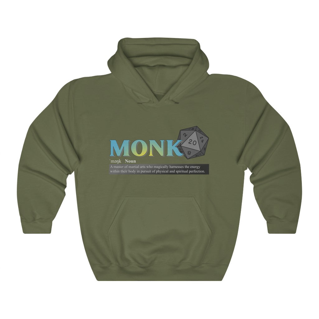 Monk Class Definition - Funny Dungeons & Dragons Hooded Sweatshirt (Unisex) [Military Green] NAB It Designs