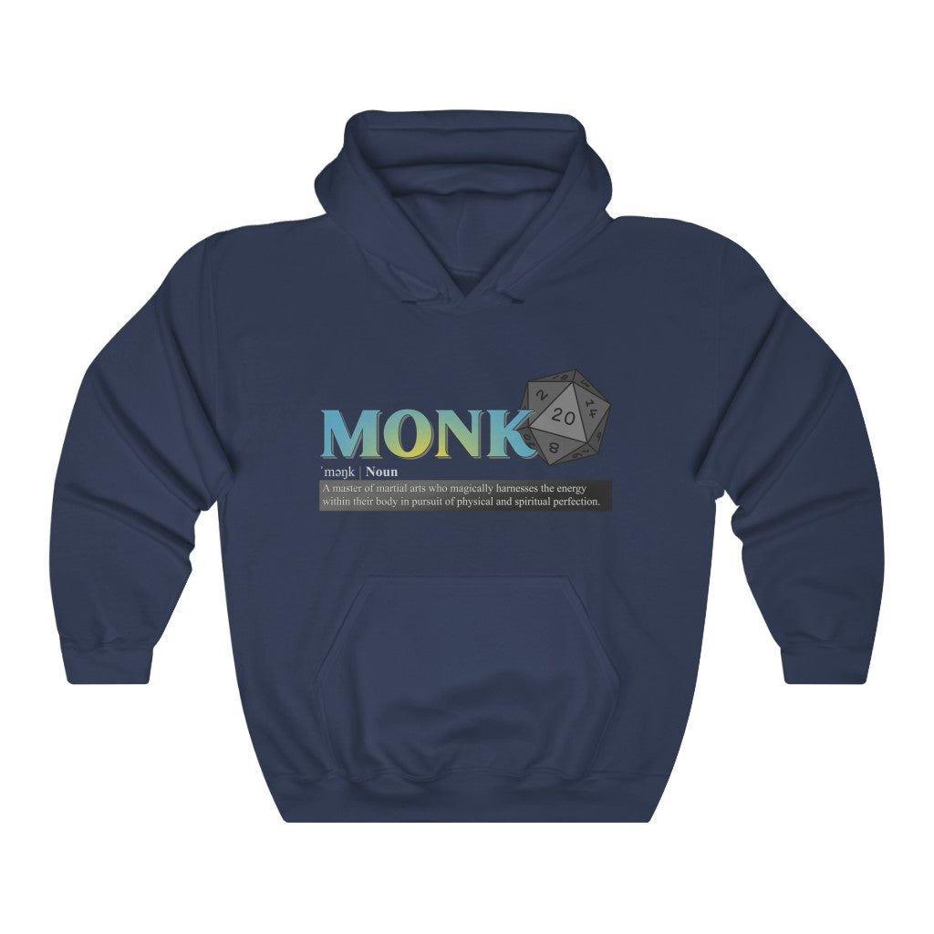 Monk Class Definition - Funny Dungeons & Dragons Hooded Sweatshirt (Unisex) [Navy] NAB It Designs