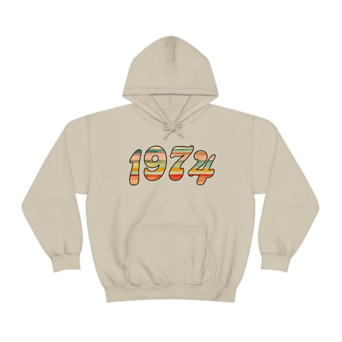 1974 Retro Birthday Year Hooded Hoodie Sweatshirt [Sand] NAB It Designs