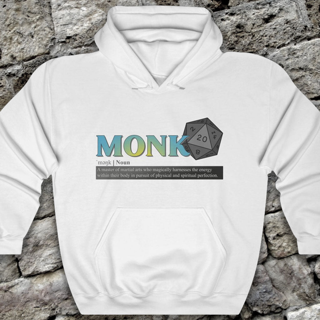Monk Class Definition - Funny Dungeons & Dragons Hooded Sweatshirt (Unisex) [White] NAB It Designs