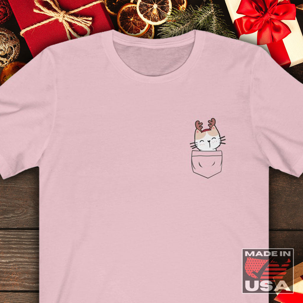 Pocket Christmas Kitten - Ruby Reindeer - T-Shirt (Unisex)