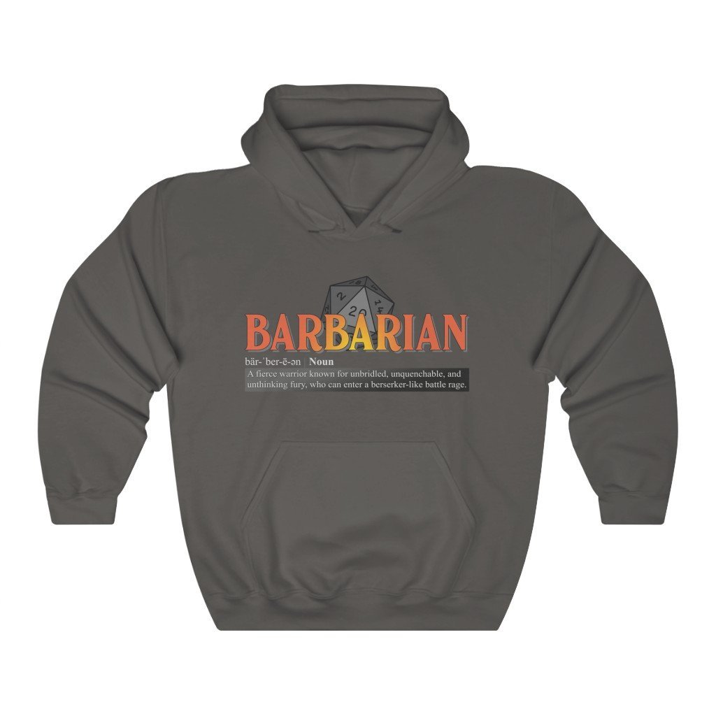 Barbarian Class Definition - Funny Dungeons & Dragons Hooded Sweatshirt (Unisex) [Charcoal] NAB It Designs