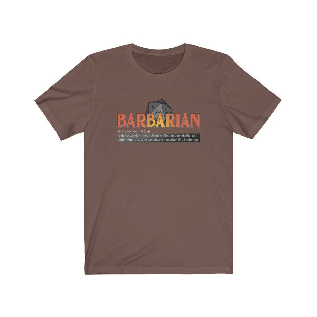 Barbarian Class Definition - Funny Dungeons & Dragons T-Shirt (Unisex) [Brown] NAB It Designs