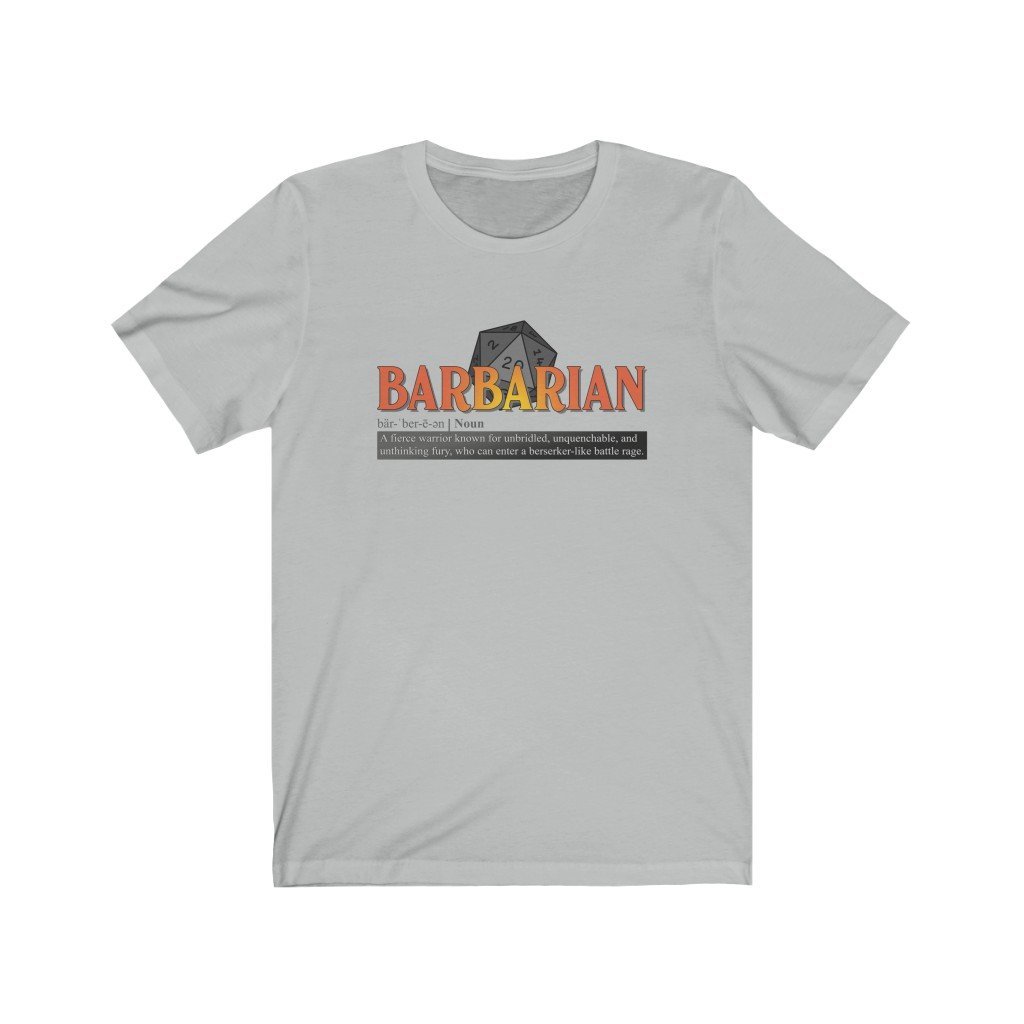 Barbarian Class Definition - Funny Dungeons & Dragons T-Shirt (Unisex) [Ash] NAB It Designs