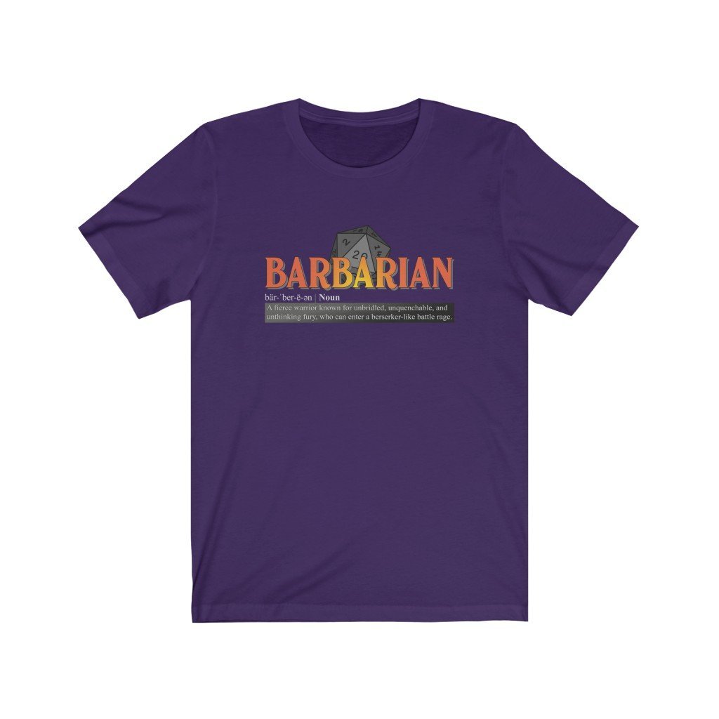Barbarian Class Definition - Funny Dungeons & Dragons T-Shirt (Unisex) [Team Purple] NAB It Designs
