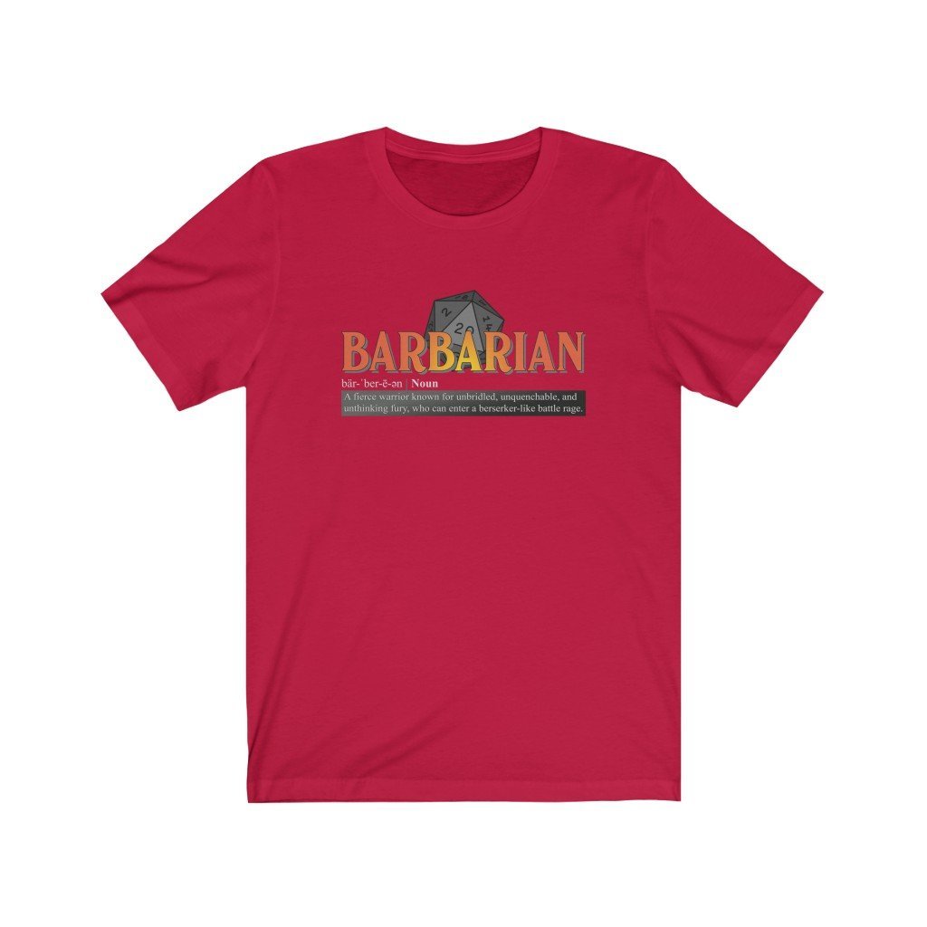 Barbarian Class Definition - Funny Dungeons & Dragons T-Shirt (Unisex) [Red] NAB It Designs