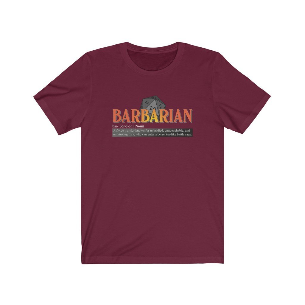 Barbarian Class Definition - Funny Dungeons & Dragons T-Shirt (Unisex) [Maroon] NAB It Designs
