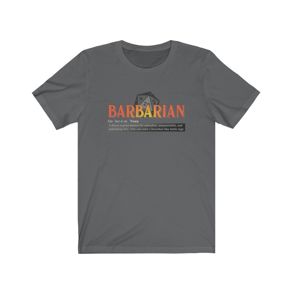 Barbarian Class Definition - Funny Dungeons & Dragons T-Shirt (Unisex) [Asphalt] NAB It Designs