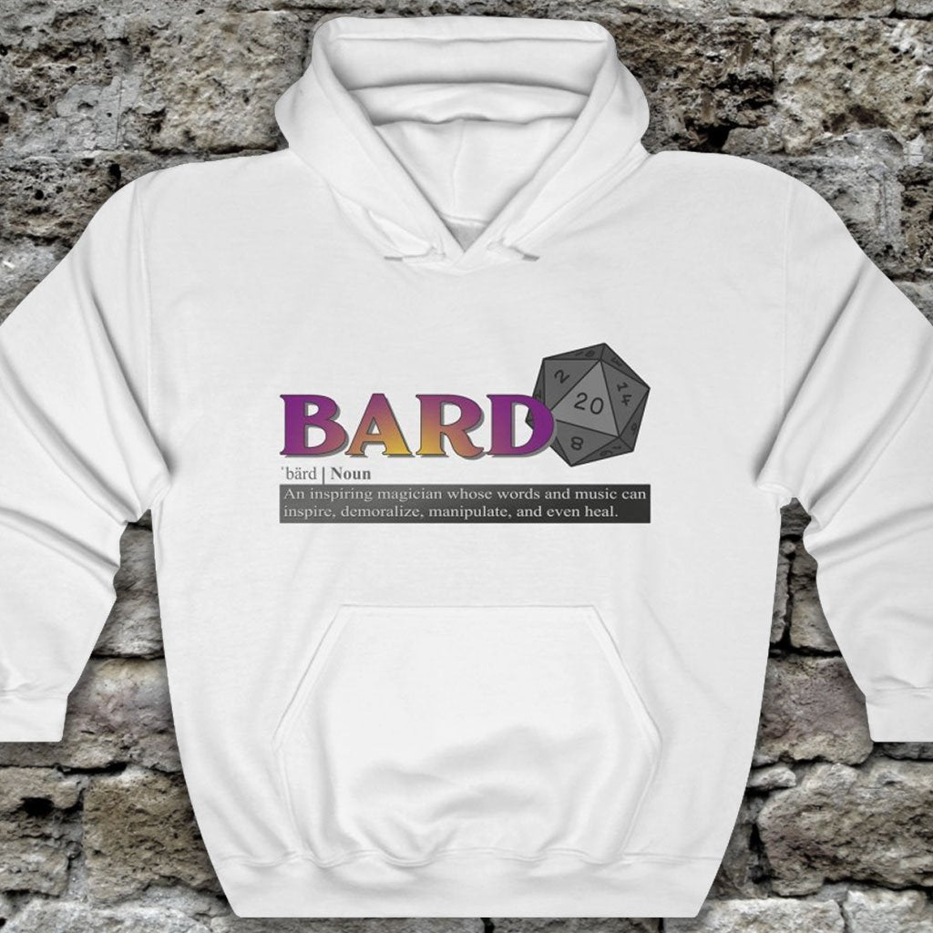 Bard Class Definition - Funny Dungeons & Dragons Hooded Sweatshirt (Unisex) [White] NAB It Designs