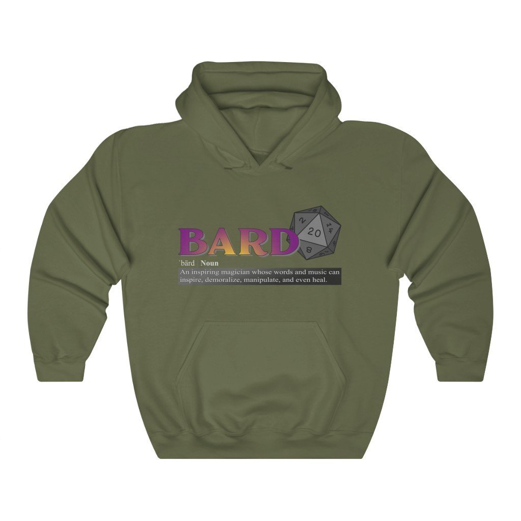 Bard Class Definition - Funny Dungeons & Dragons Hooded Sweatshirt (Unisex) [Military Green] NAB It Designs