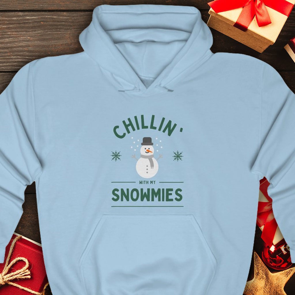 Chillin' With My Snowmies Funny Hooded Sweatshirt [Light Blue] NAB It Designs