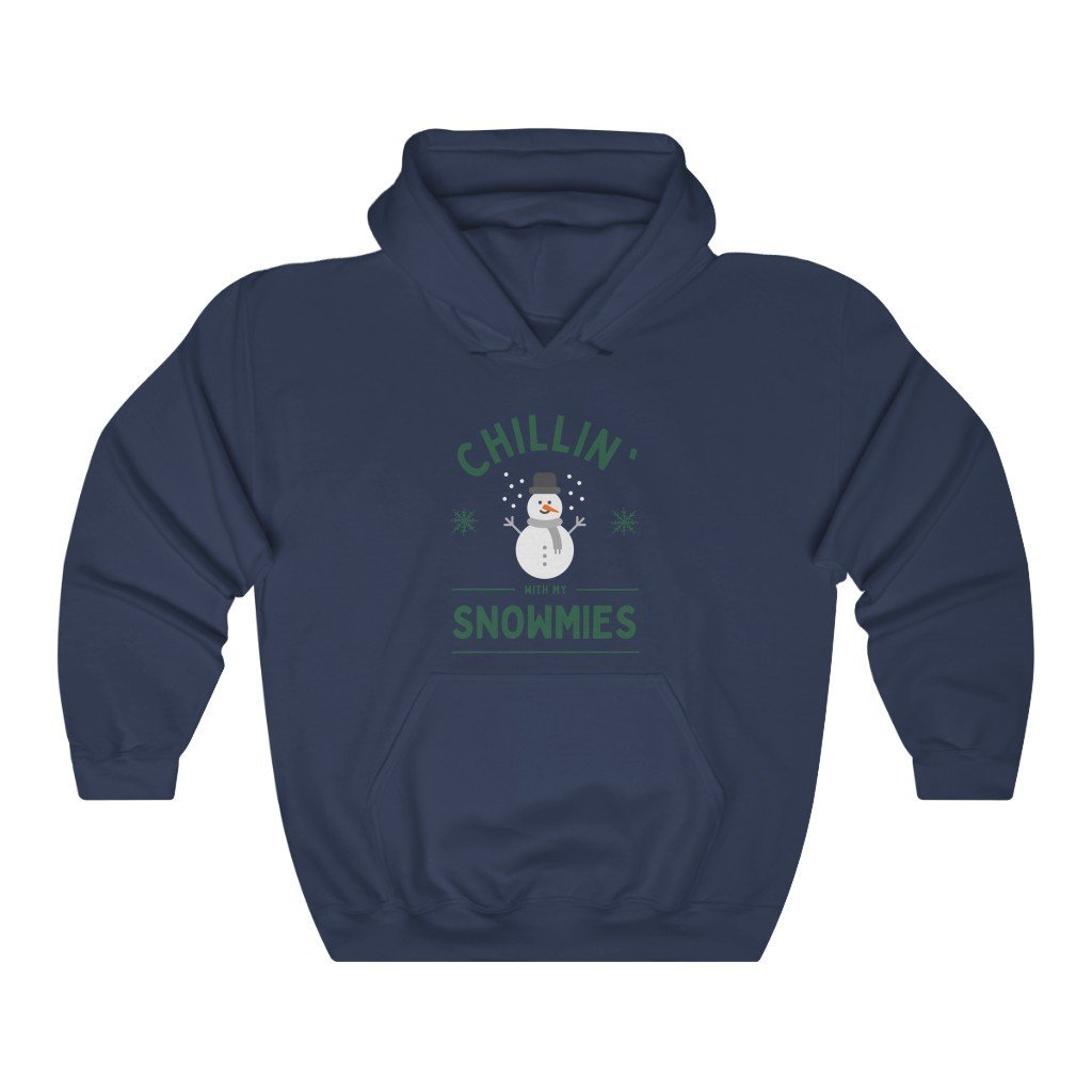Chillin' With My Snowmies Funny Hooded Sweatshirt [Navy] NAB It Designs