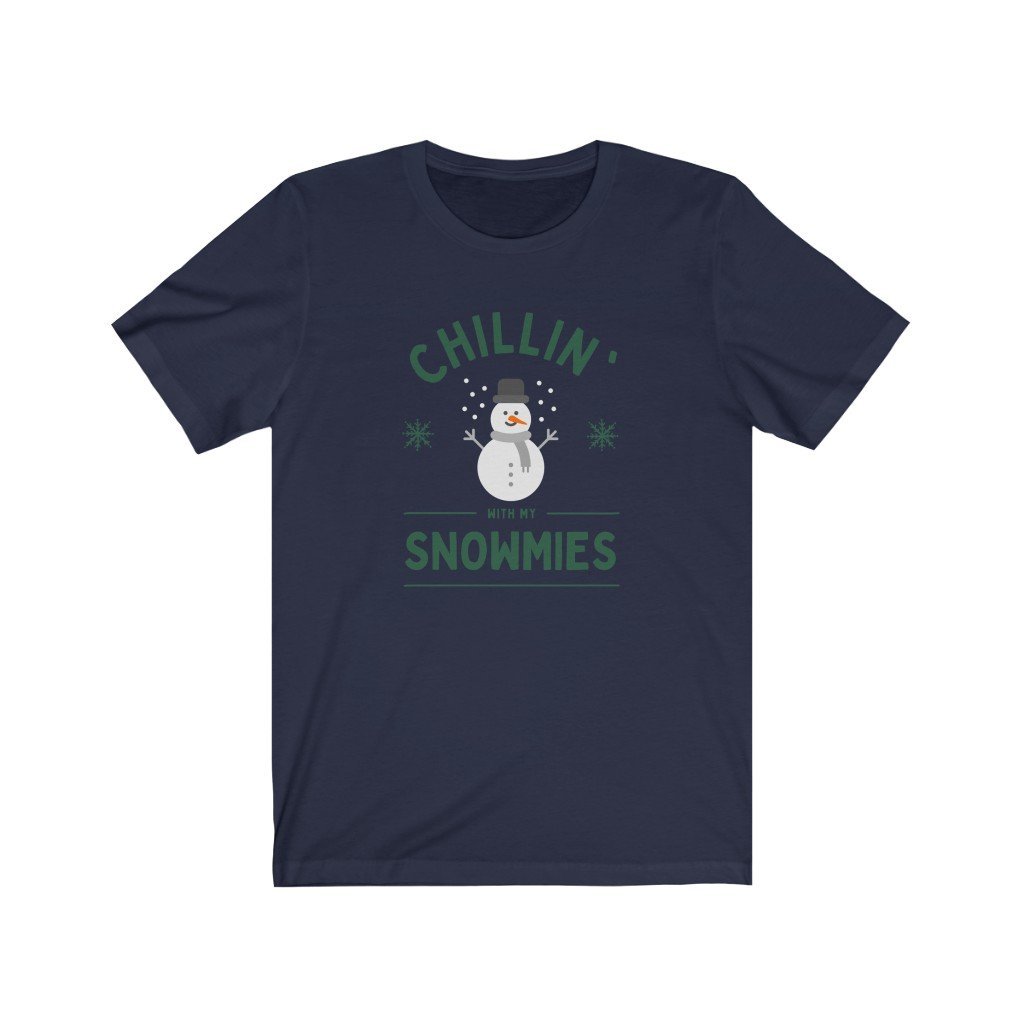 Chilling With My Snowmies Funny T-Shirt (Unisex) [Navy] NAB It Designs