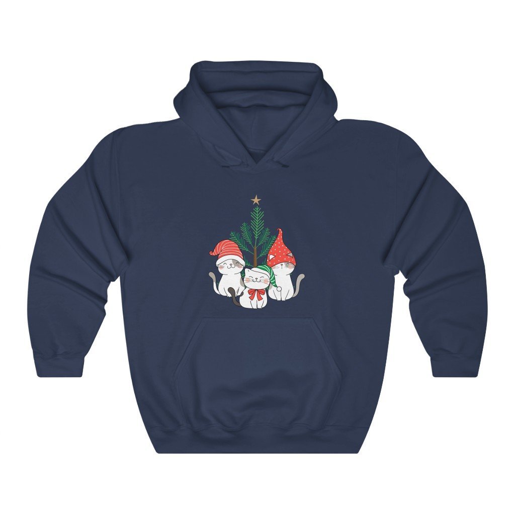 Christmas Kittens Hooded Sweatshirt [Navy] NAB It Designs