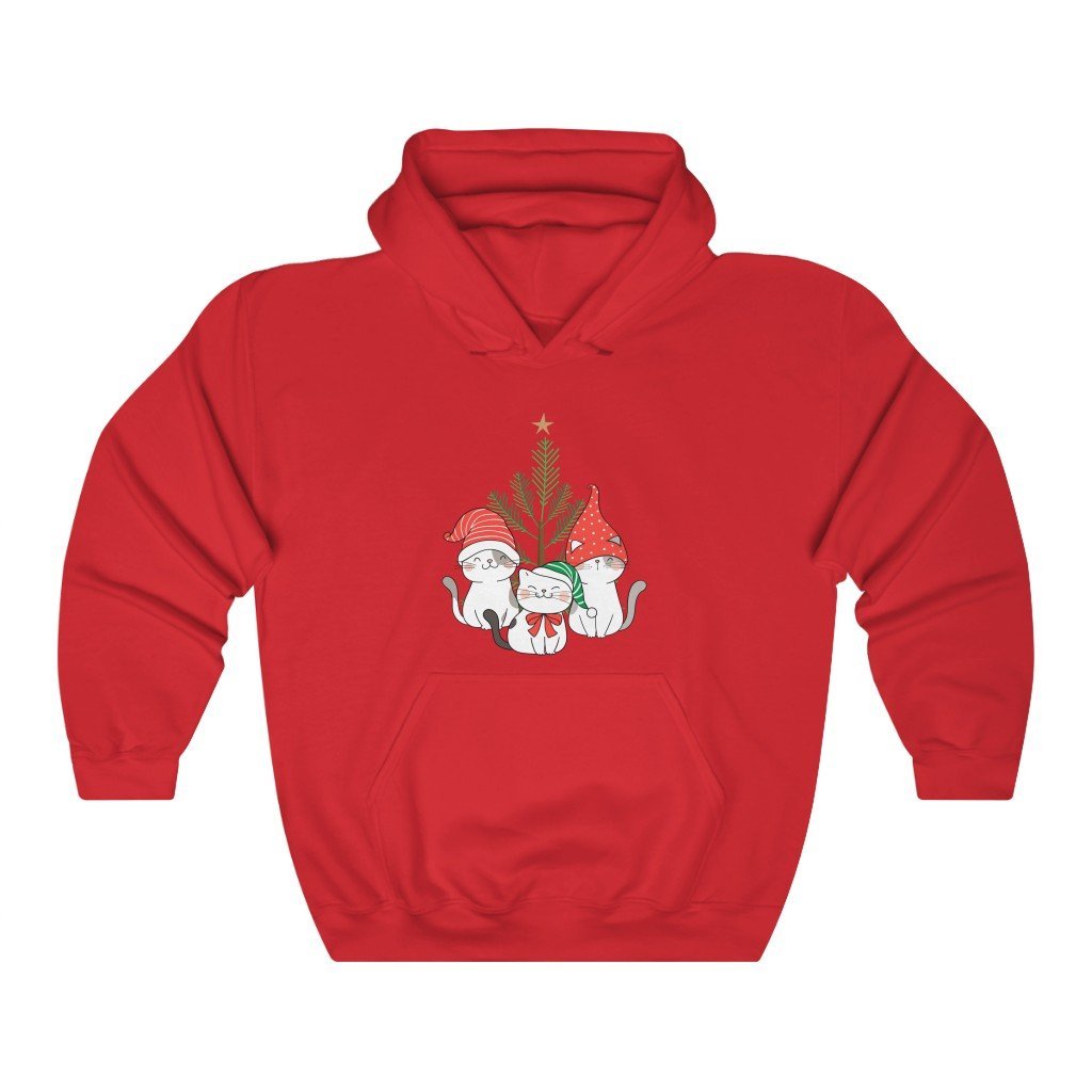 Christmas Kittens Hooded Sweatshirt [Red] NAB It Designs