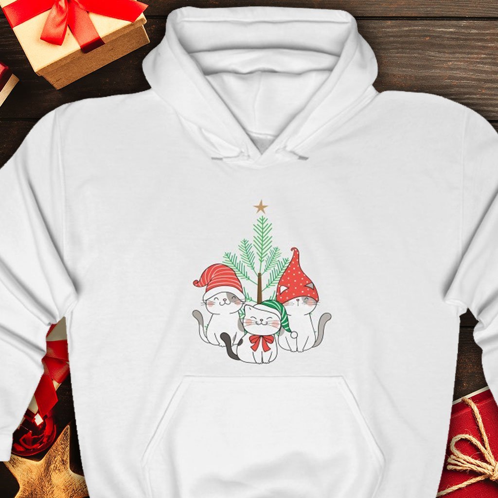 Christmas Kittens Hooded Sweatshirt [White] NAB It Designs