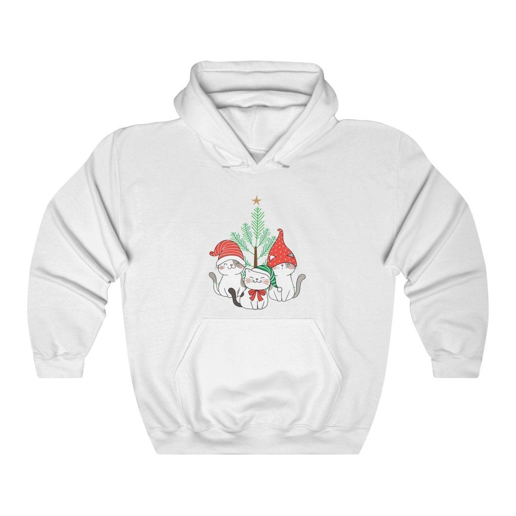 Christmas Kittens Hooded Sweatshirt [White] NAB It Designs