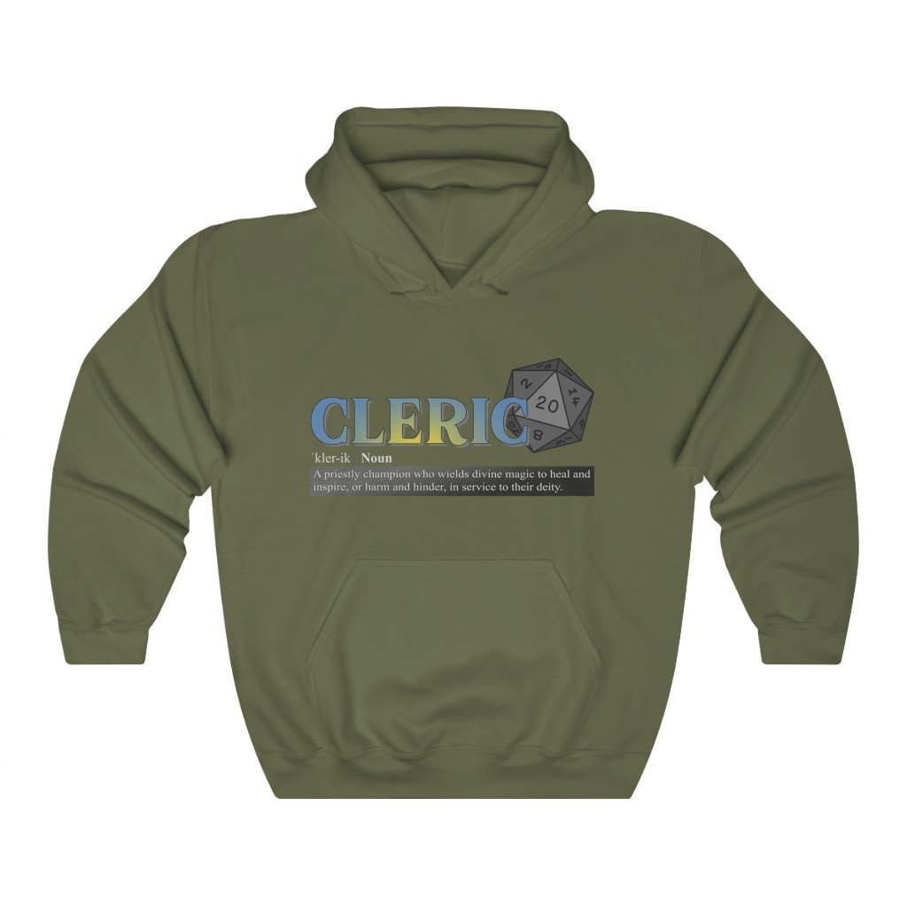 Cleric Class Definition - Funny Dungeons & Dragons Hooded Sweatshirt (Unisex) [Military Green] NAB It Designs