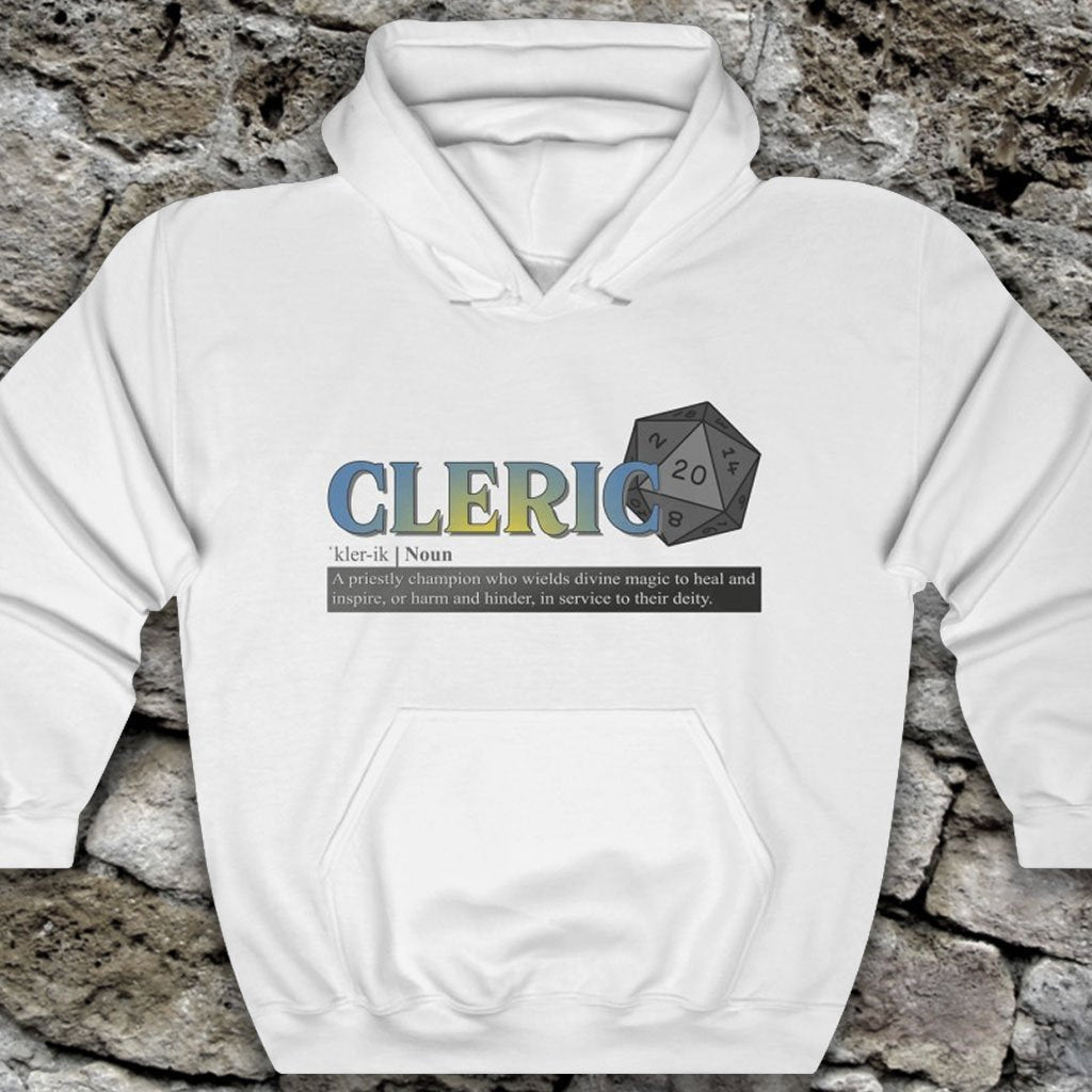 Cleric Class Definition - Funny Dungeons & Dragons Hooded Sweatshirt (Unisex) [White] NAB It Designs