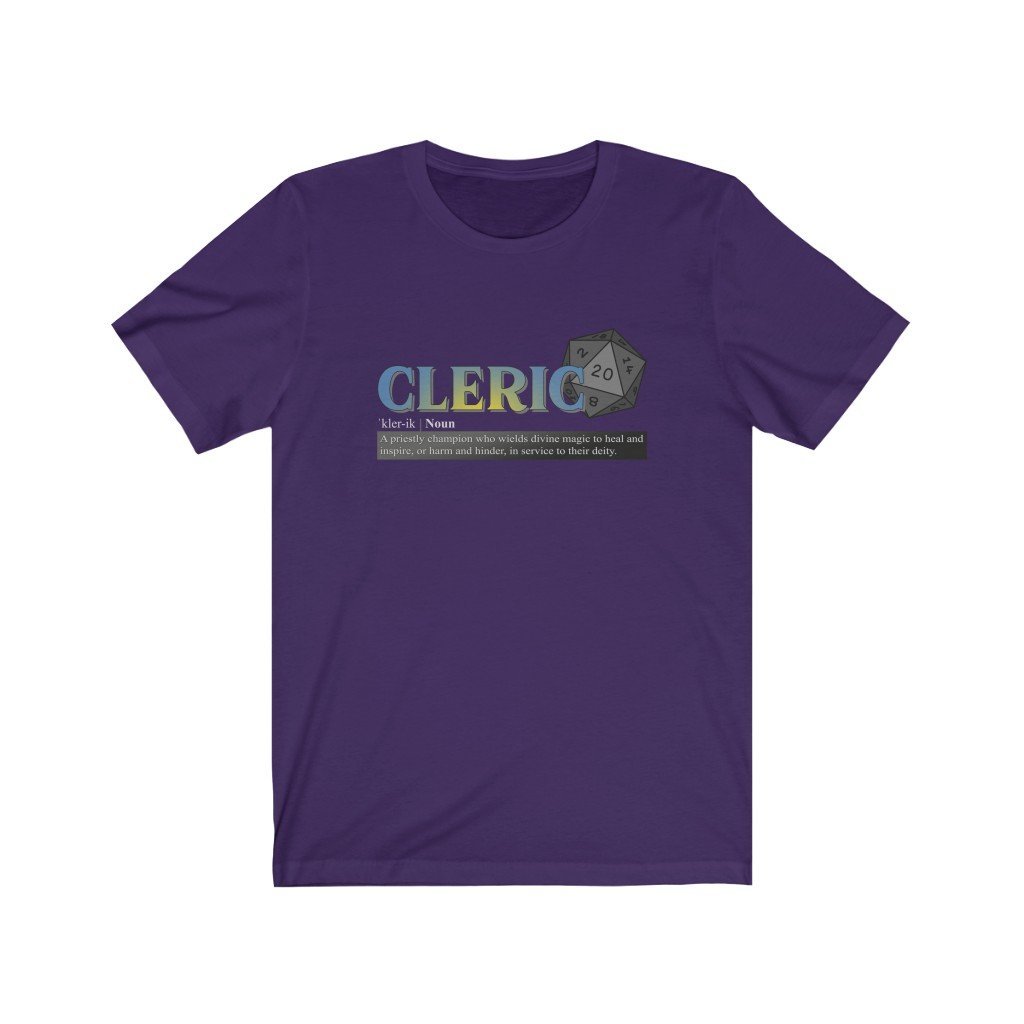 Cleric Class Definition - Funny Dungeons & Dragons T-Shirt (Unisex) [Team Purple] NAB It Designs