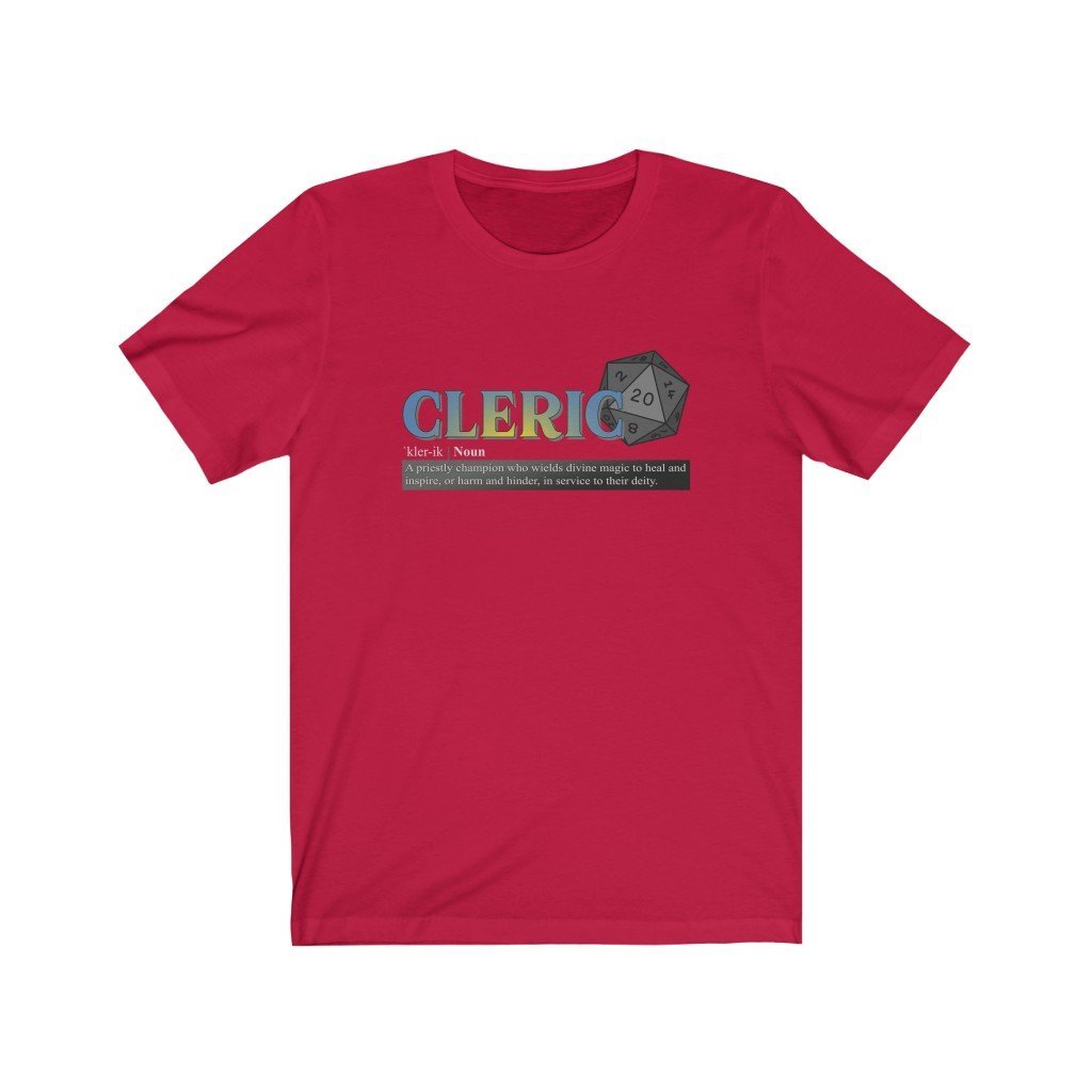Cleric Class Definition - Funny Dungeons & Dragons T-Shirt (Unisex) [Red] NAB It Designs