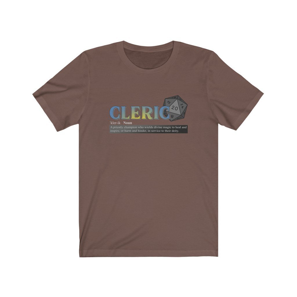 Cleric Class Definition - Funny Dungeons & Dragons T-Shirt (Unisex) [Brown] NAB It Designs