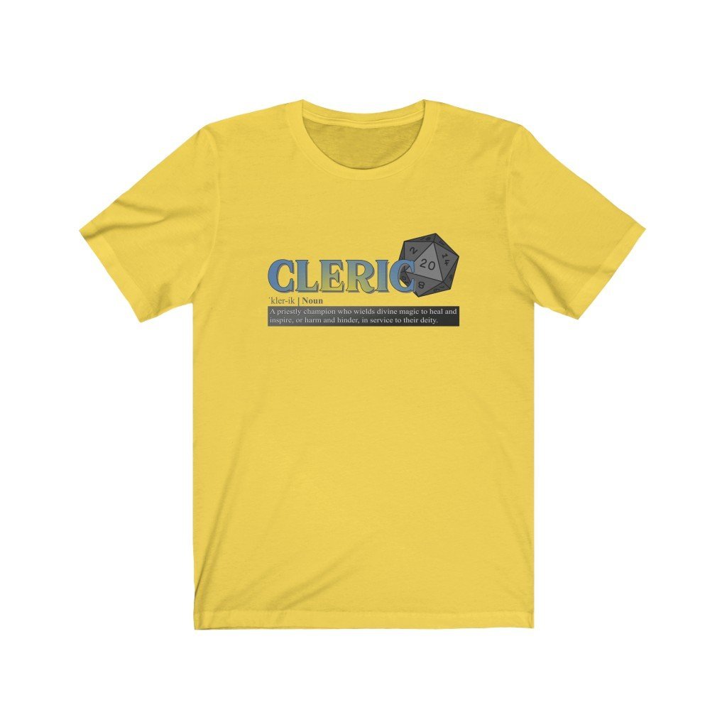 Cleric Class Definition - Funny Dungeons & Dragons T-Shirt (Unisex) [Yellow] NAB It Designs