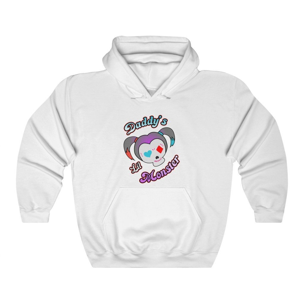 Daddy's Lil Monster - Harley Quinn Hooded Sweatshirt (Unisex) [White] NAB It Designs