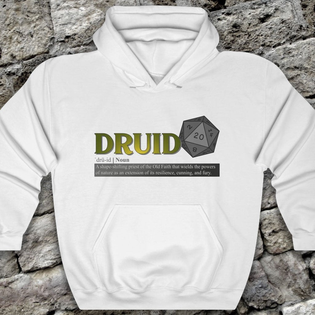 Druid Class Definition - Funny Dungeons & Dragons Hooded Sweatshirt (Unisex) [White] NAB It Designs