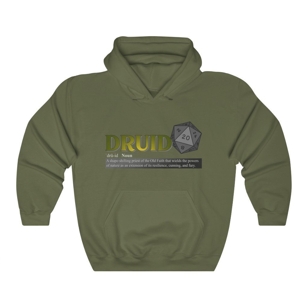 Druid Class Definition - Funny Dungeons & Dragons Hooded Sweatshirt (Unisex) [Military Green] NAB It Designs