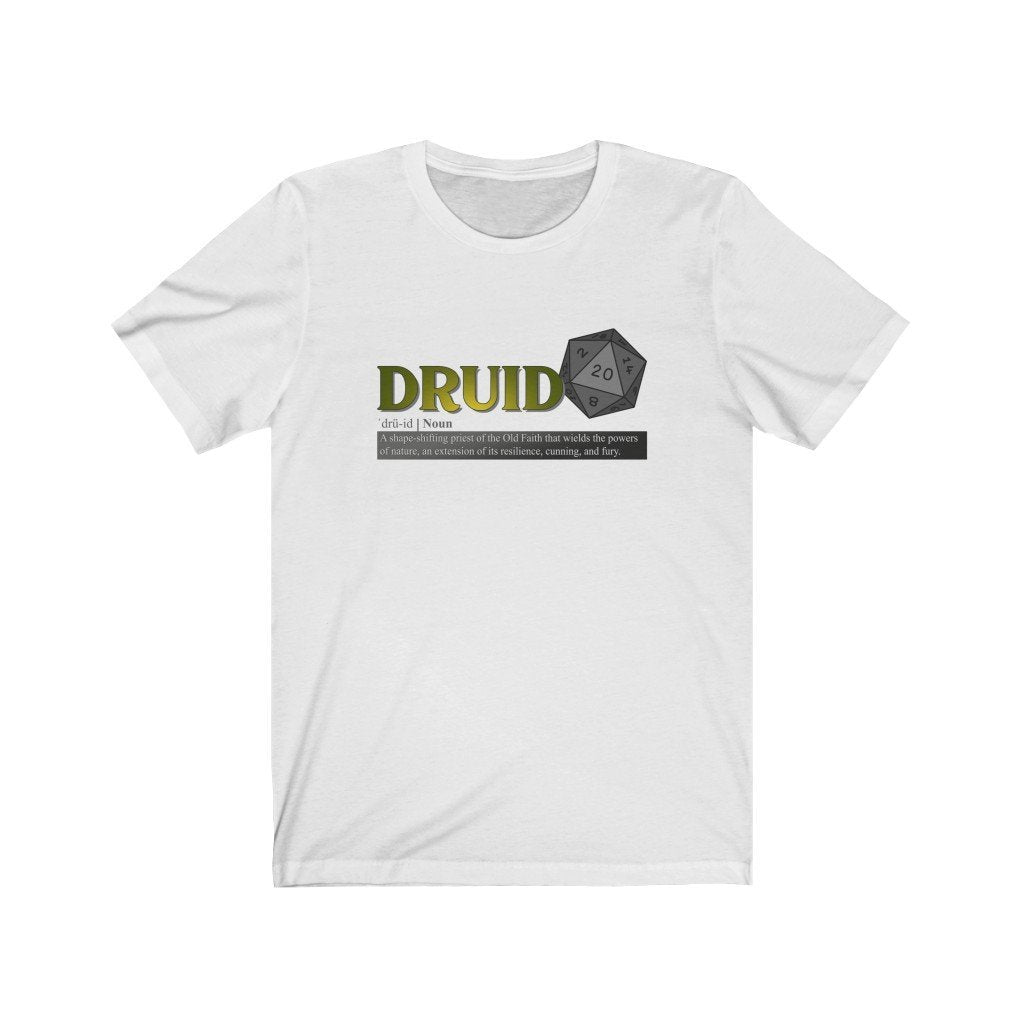 Druid Class Definition - Funny Dungeons & Dragons T-Shirt (Unisex) [White] NAB It Designs