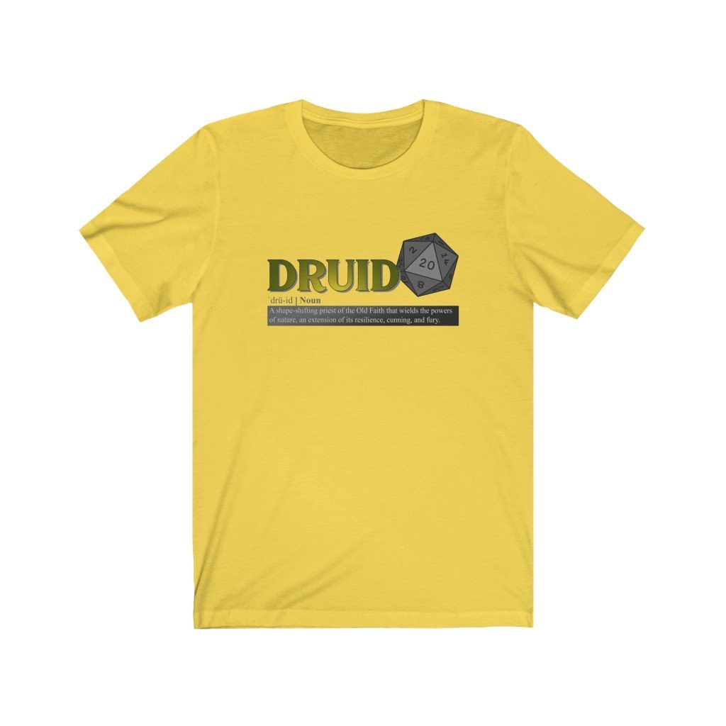 Druid Class Definition - Funny Dungeons & Dragons T-Shirt (Unisex) [Yellow] NAB It Designs