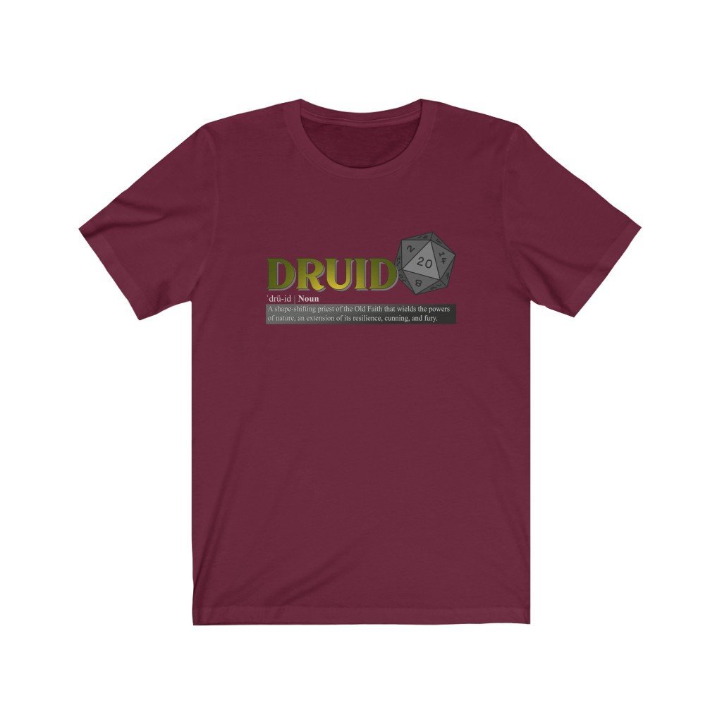 Druid Class Definition - Funny Dungeons & Dragons T-Shirt (Unisex) [Maroon] NAB It Designs