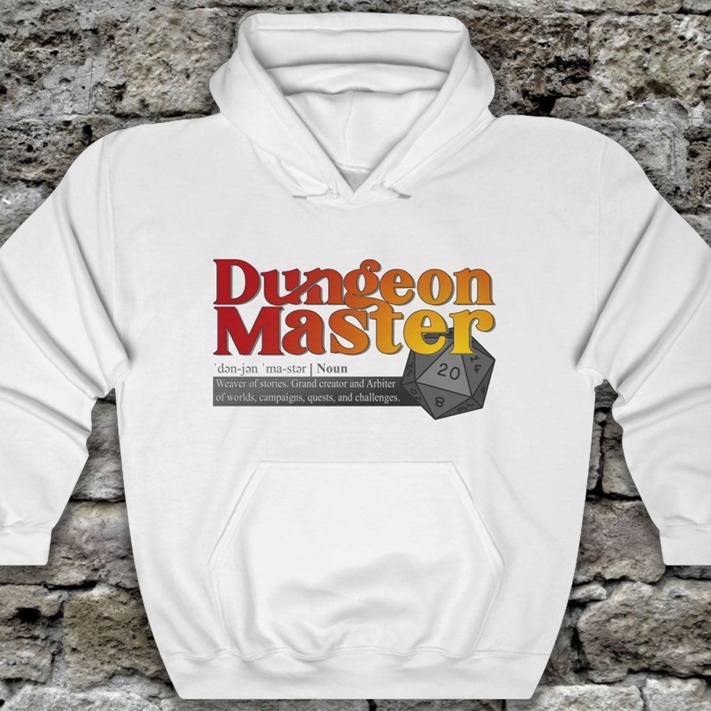Dungeon Master Definition - Funny Dungeons & Dragons Hooded Sweatshirt (Unisex) [White] NAB It Designs