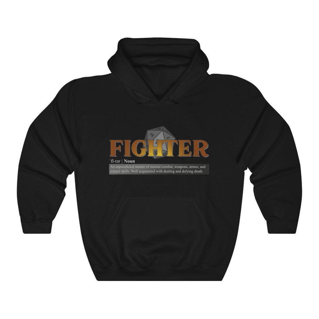 Fighter Class Definition - Funny Dungeons & Dragons Hooded Sweatshirt (Unisex) [Black] NAB It Designs