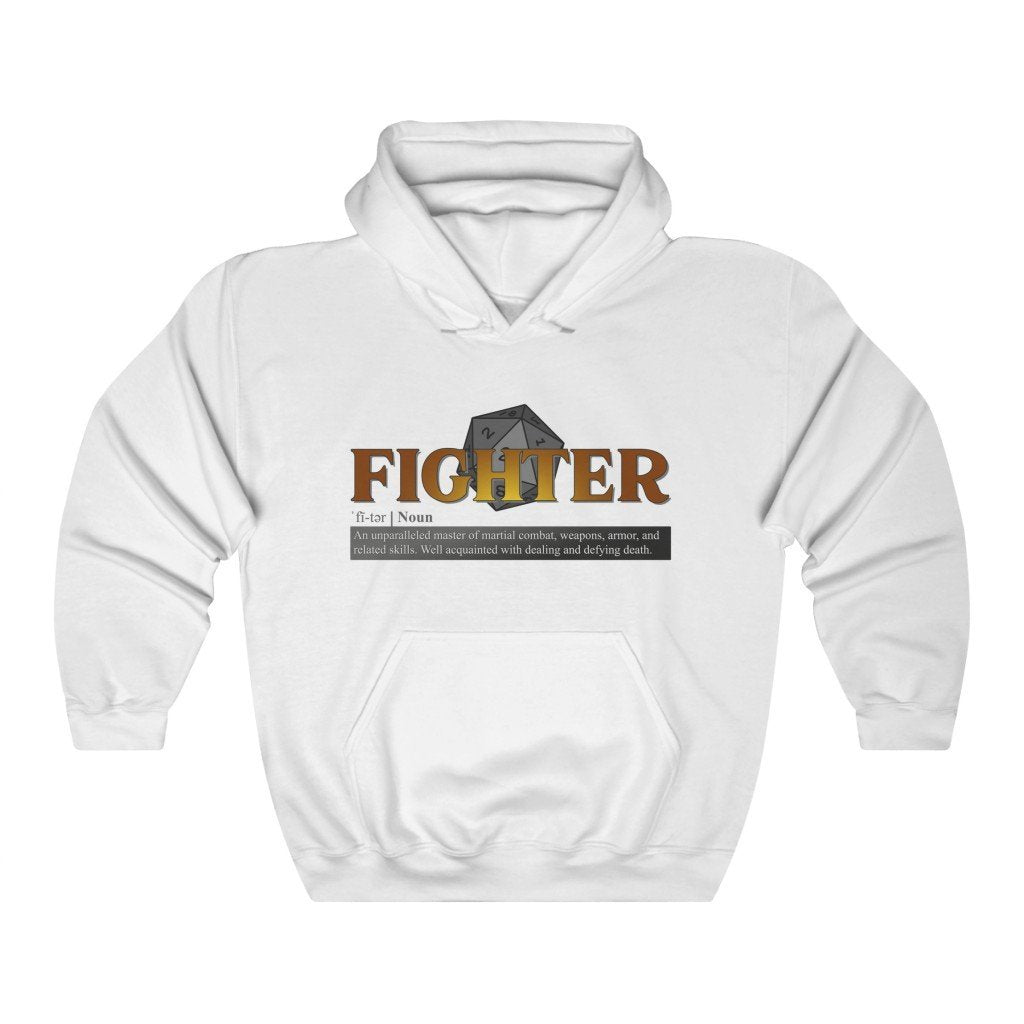 Fighter Class Definition - Funny Dungeons & Dragons Hooded Sweatshirt (Unisex) [White] NAB It Designs