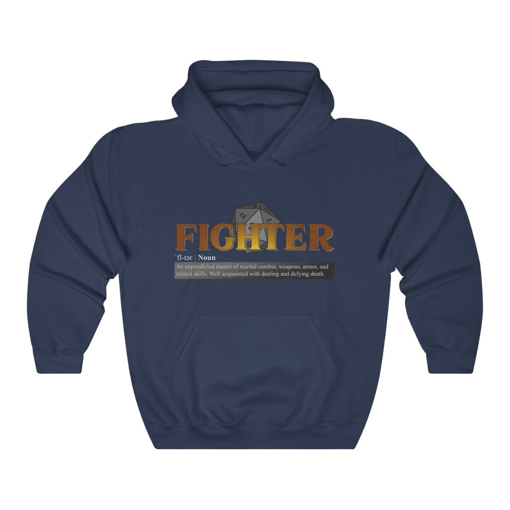Fighter Class Definition - Funny Dungeons & Dragons Hooded Sweatshirt (Unisex) [Navy] NAB It Designs