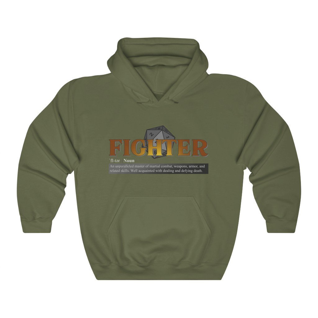 Fighter Class Definition - Funny Dungeons & Dragons Hooded Sweatshirt (Unisex) [Military Green] NAB It Designs