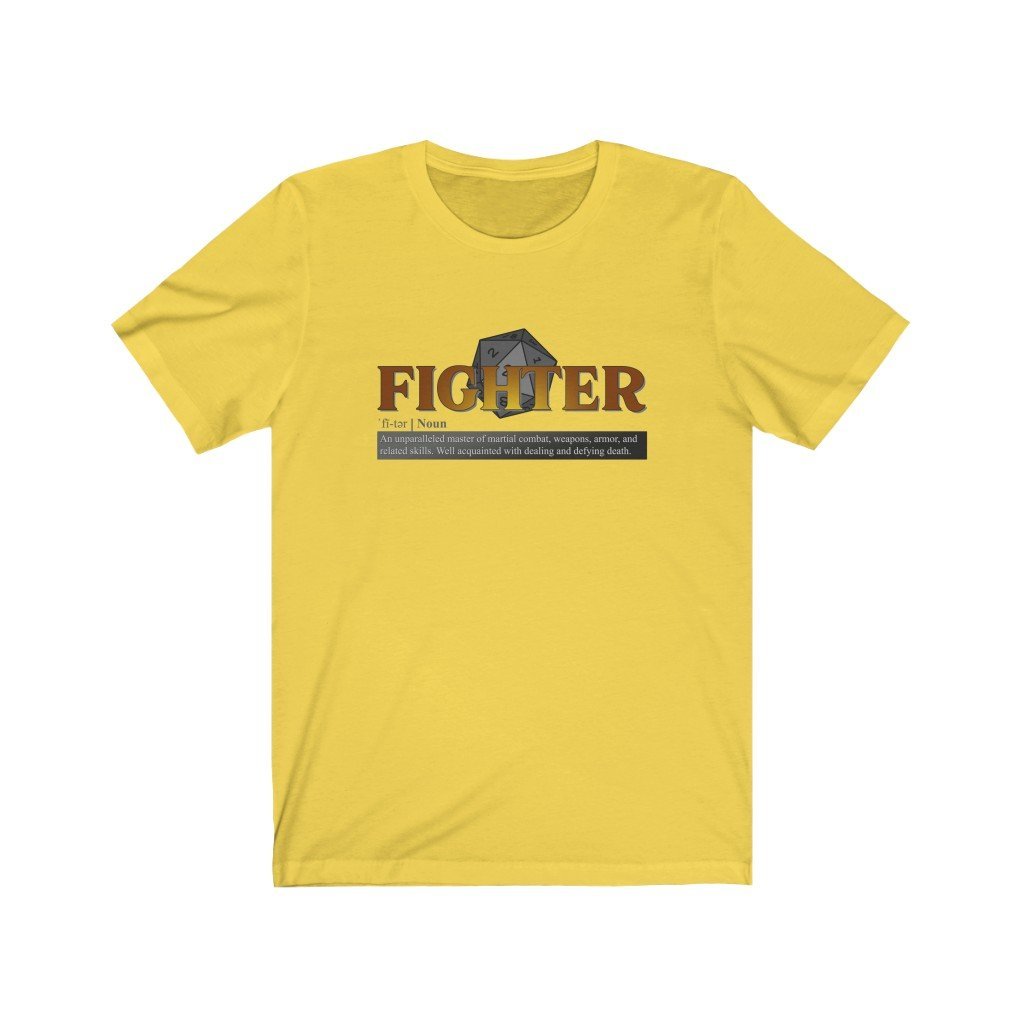 Fighter Class Definition - Funny Dungeons & Dragons T-Shirt (Unisex) [Yellow] NAB It Designs