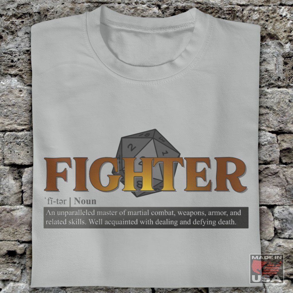 Fighter Class Definition - Funny Dungeons & Dragons T-Shirt (Unisex) [Ash] NAB It Designs