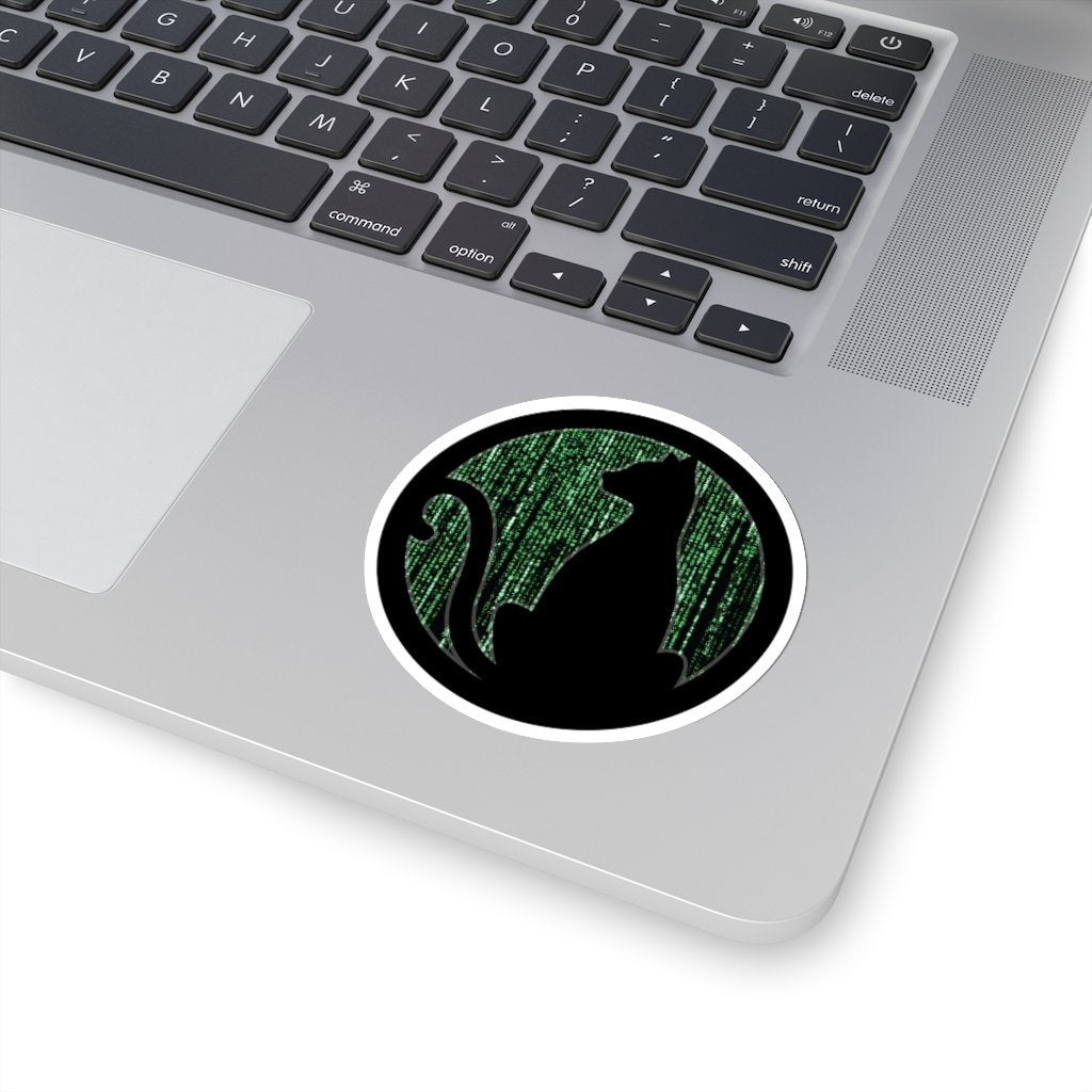 Glitch Cat - Matrix Themed Sticker [3" × 3"] NAB It Designs