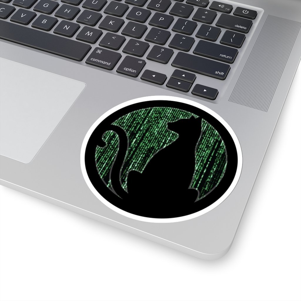 Glitch Cat - Matrix Themed Sticker [4" × 4"] NAB It Designs