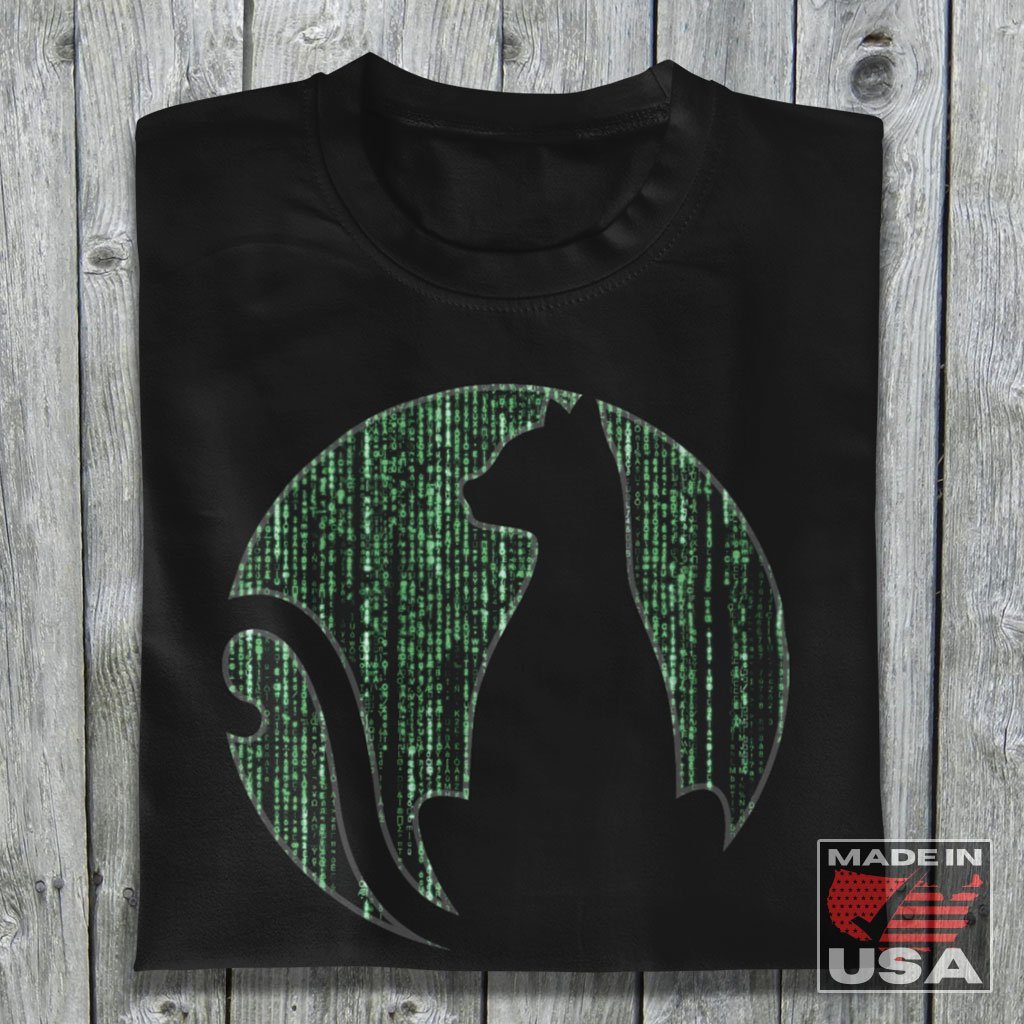 Glitch Cat - Matrix Themed T-Shirt (Unisex) [Black] NAB It Designs