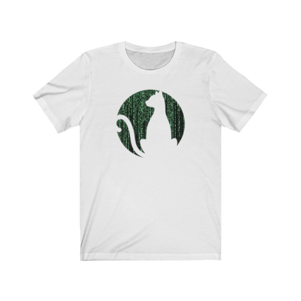 Glitch Cat - Matrix Themed T-Shirt (Unisex) [White] NAB It Designs
